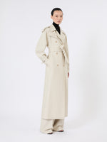 max mara pure linen drill double-breasted duster coat for women