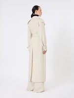 max mara pure linen drill double-breasted duster coat for women