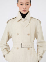 max mara pure linen drill double-breasted duster coat for women
