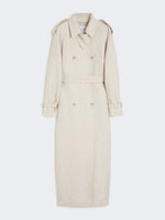 max mara pure linen drill double-breasted duster coat for women
