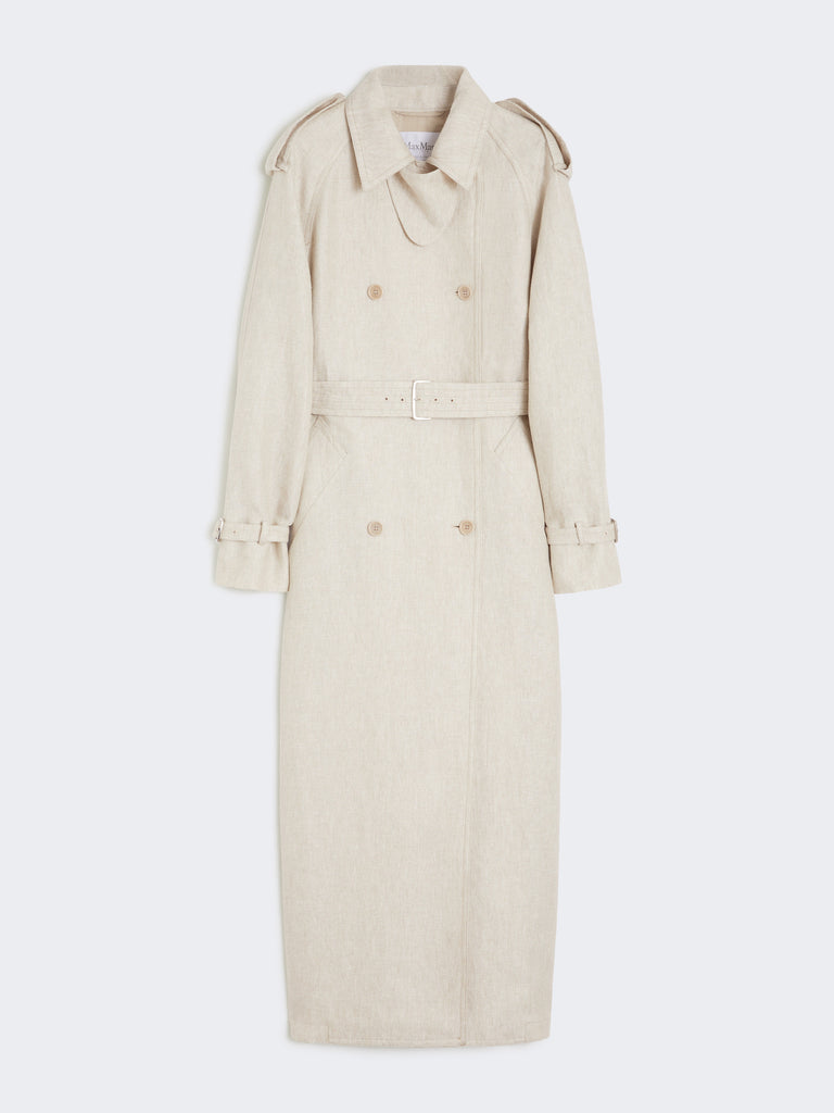 max mara pure linen drill double-breasted duster coat