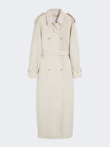 max mara pure linen drill double-breasted duster coat for women