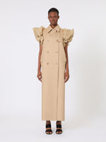 max mara sleeveless duster coat in linen basketweave with ruffles for women