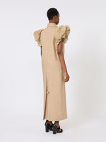 max mara sleeveless duster coat in linen basketweave with ruffles for women