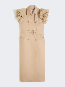 max mara sleeveless duster coat in linen basketweave with ruffles for women