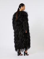 max mara long overcoat with petals in silk organza for women