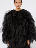 max mara long overcoat with petals in silk organza for women