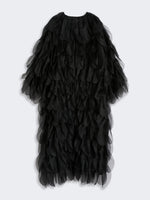 max mara long overcoat with petals in silk organza for women
