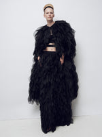 max mara long overcoat with petals in silk organza for women