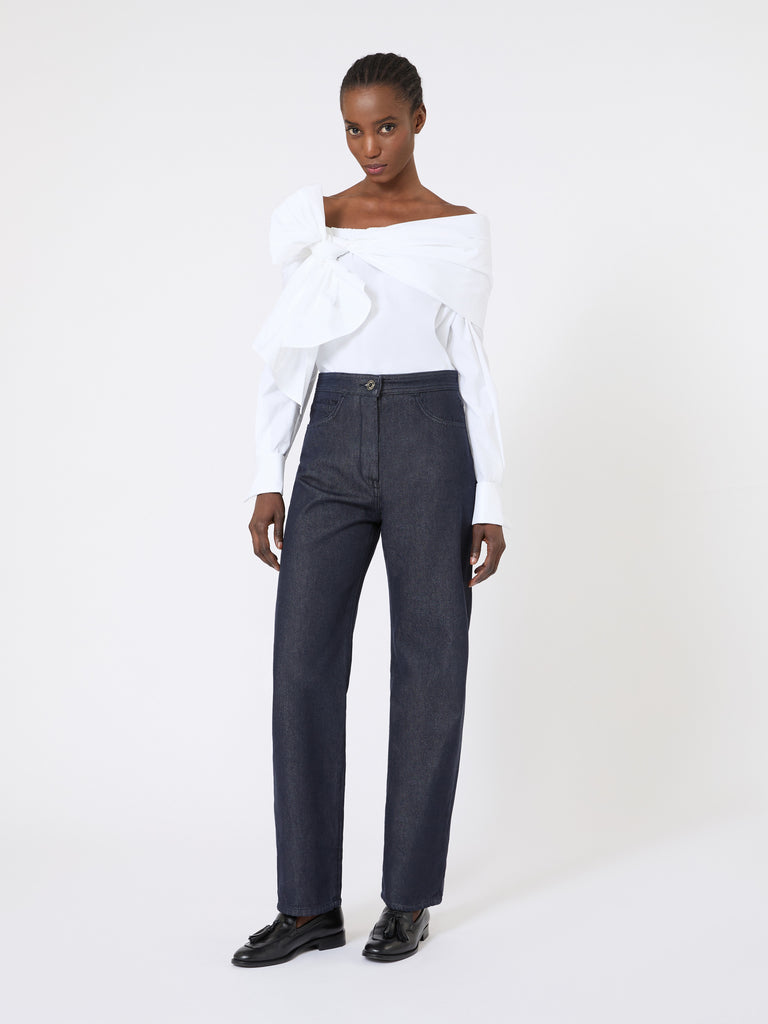 max mara denim-look cotton trousers