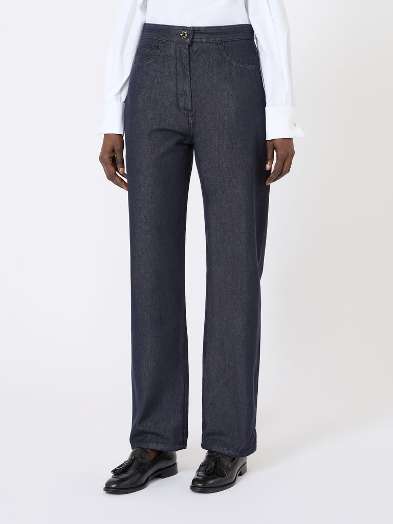 max mara denim-look cotton trousers