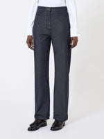 Denim-look cotton trousers