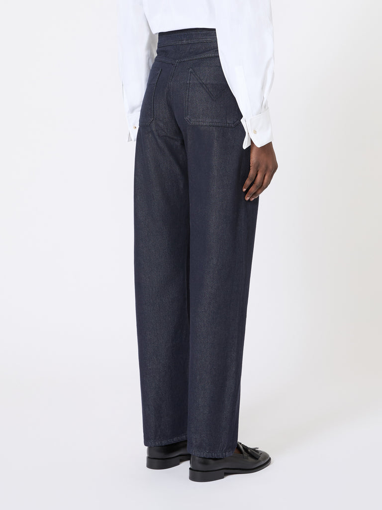 max mara denim-look cotton trousers