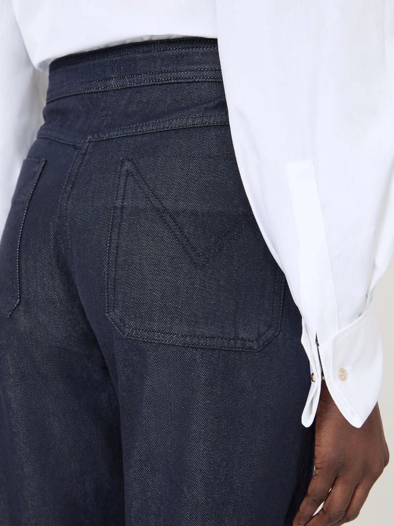 Denim-look cotton trousers