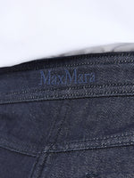 Denim-Look Cotton Trousers for Women - Midnightblue - Max Mara UAE