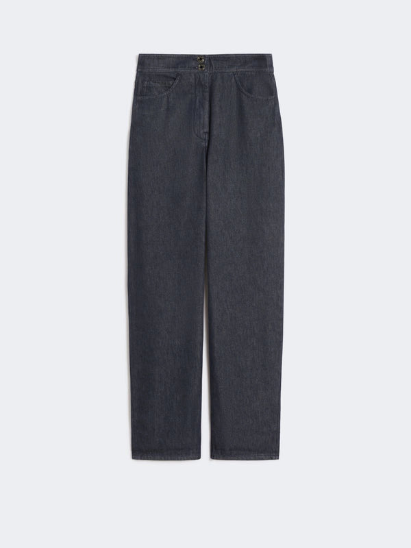 max mara denim-look cotton trousers for women