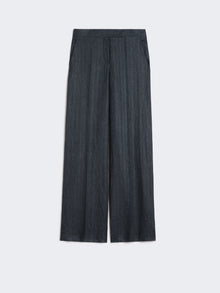 Herringbone Linen Twill Trousers for Women - Medium Grey - Max Mara UAE