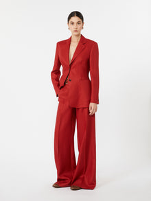 Wide-Fit Linen Trousers for Women - Red - Max Mara UAE