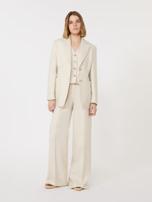 Wide-Fit Linen Trousers for Women - Beige - Max Mara UAE