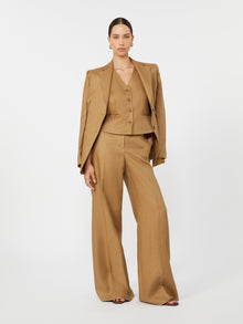 Wide-Fit Linen Trousers for Women - Sand - Max Mara UAE