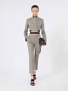 Wool, Mohair And Silk Slim-Fit Trousers for Women - Medium Grey - Max Mara UAE
