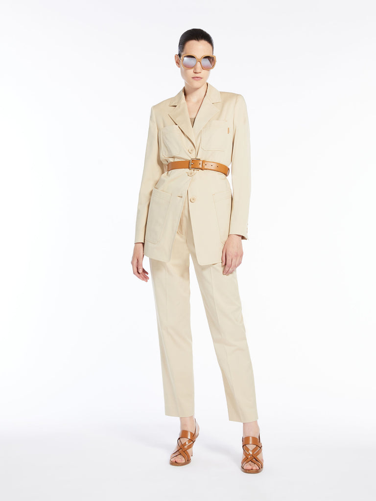 Stretch gabardine slim trousers