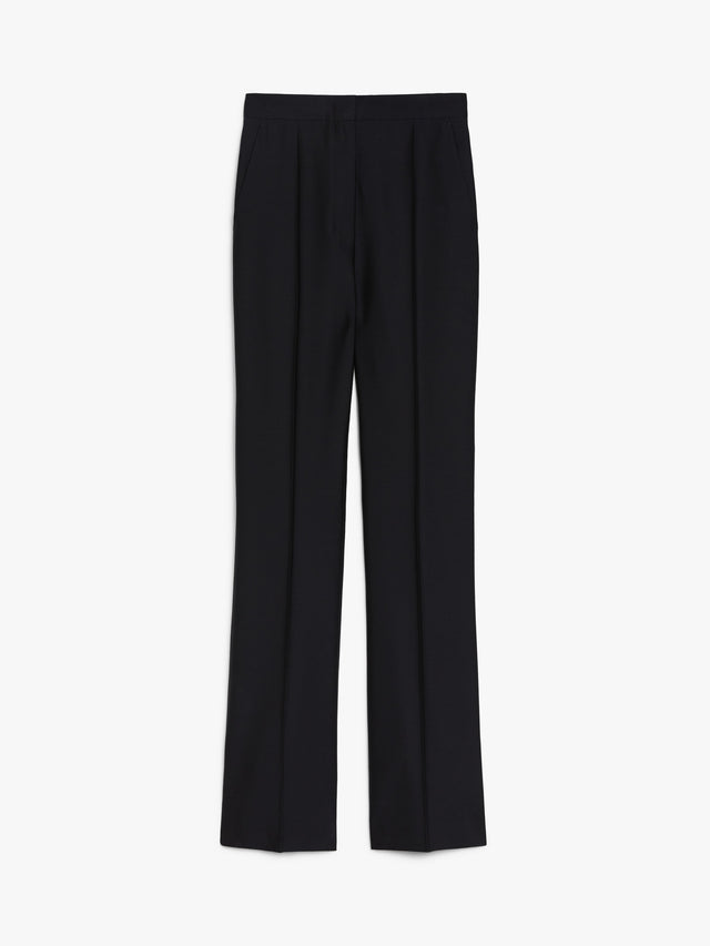 Wool And Silk Slim Trousers for Women - Midnightblue - Max Mara UAE