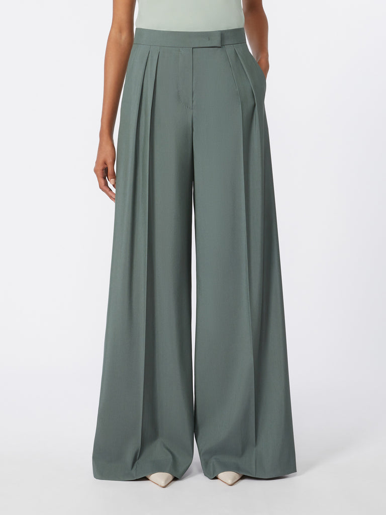 max mara wide-fit wool and silk trousers