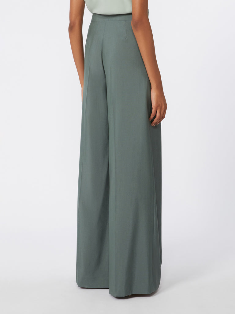 max mara wide-fit wool and silk trousers