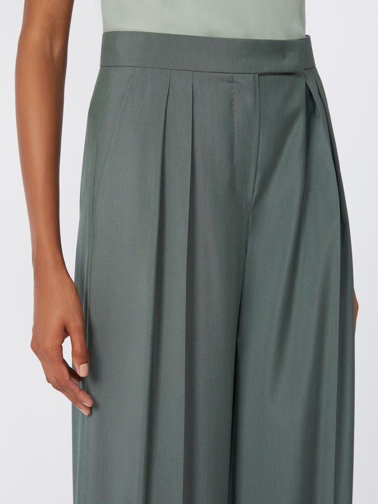 max mara wide-fit wool and silk trousers