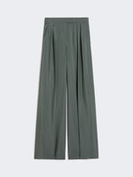 Wide-Fit Wool And Silk Trousers for Women - Dark Green - Max Mara UAE