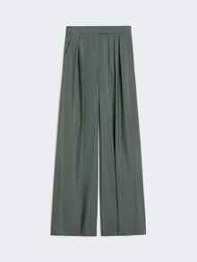 Wide-Fit Wool And Silk Trousers for Women - Dark Green - Max Mara UAE