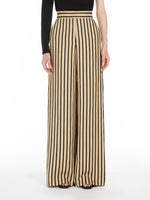 Striped Linen And Cotton Trousers for Women - Sand - Max Mara UAE