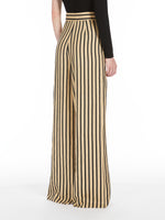 Striped Linen And Cotton Trousers for Women - Sand - Max Mara UAE