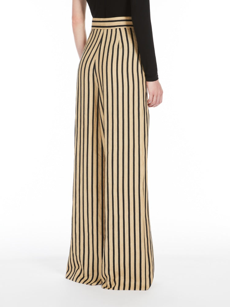 Striped linen and cotton trousers