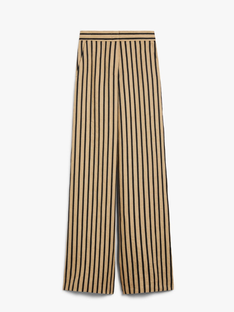 Striped linen and cotton trousers