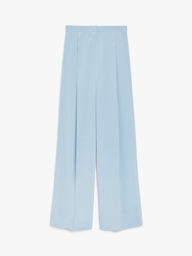 Crêpe De Chine Trousers for Women - Sky Blue - Max Mara UAE