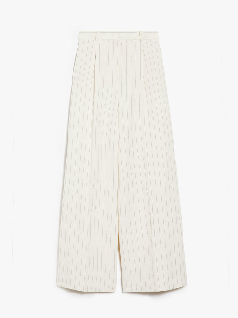 Pinstriped canvas wide trousers