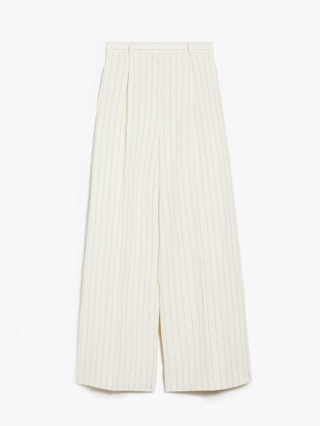 Pinstriped canvas wide trousers