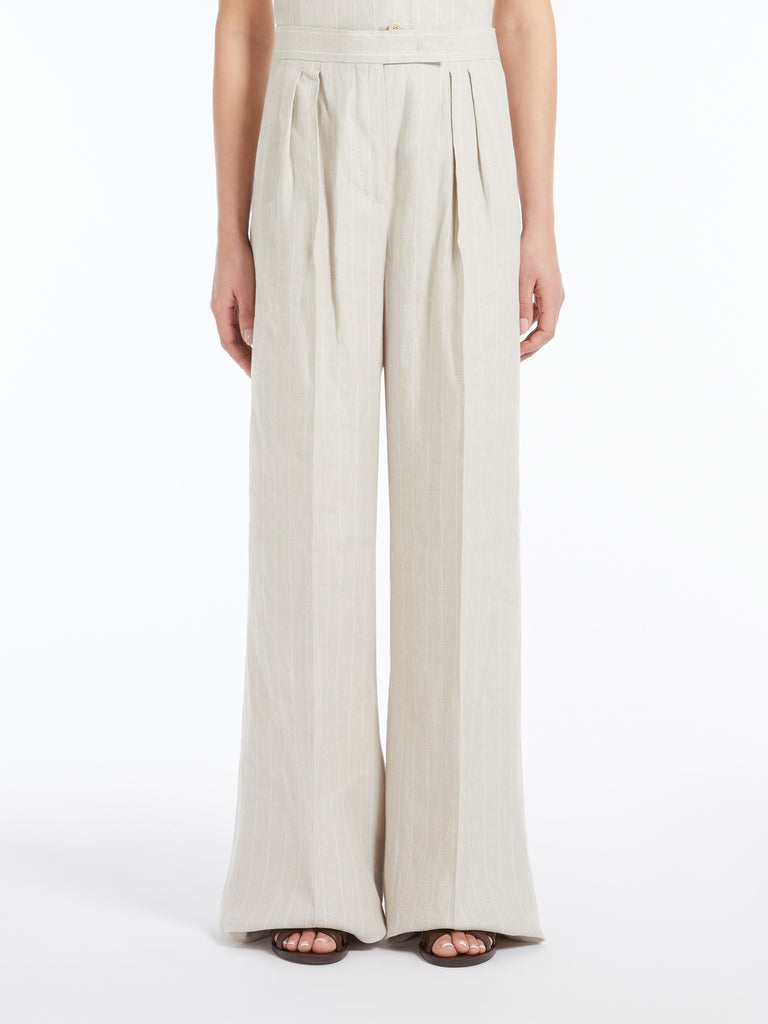 max mara wide linen trousers