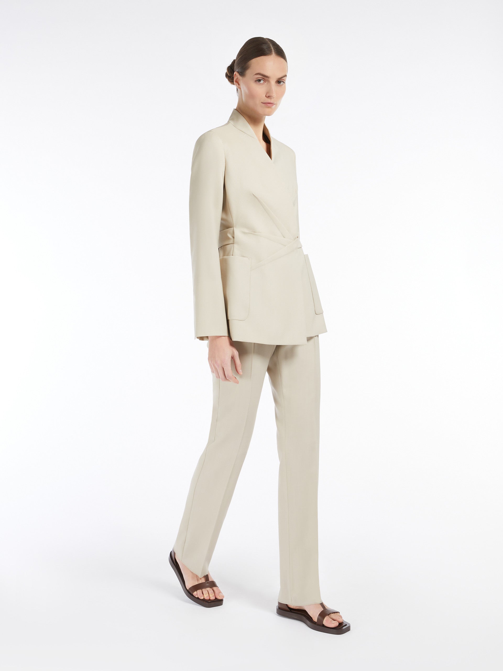 Straight-cut wool, mohair and silk trousers