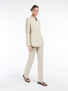 Straight-cut wool, mohair and silk trousers