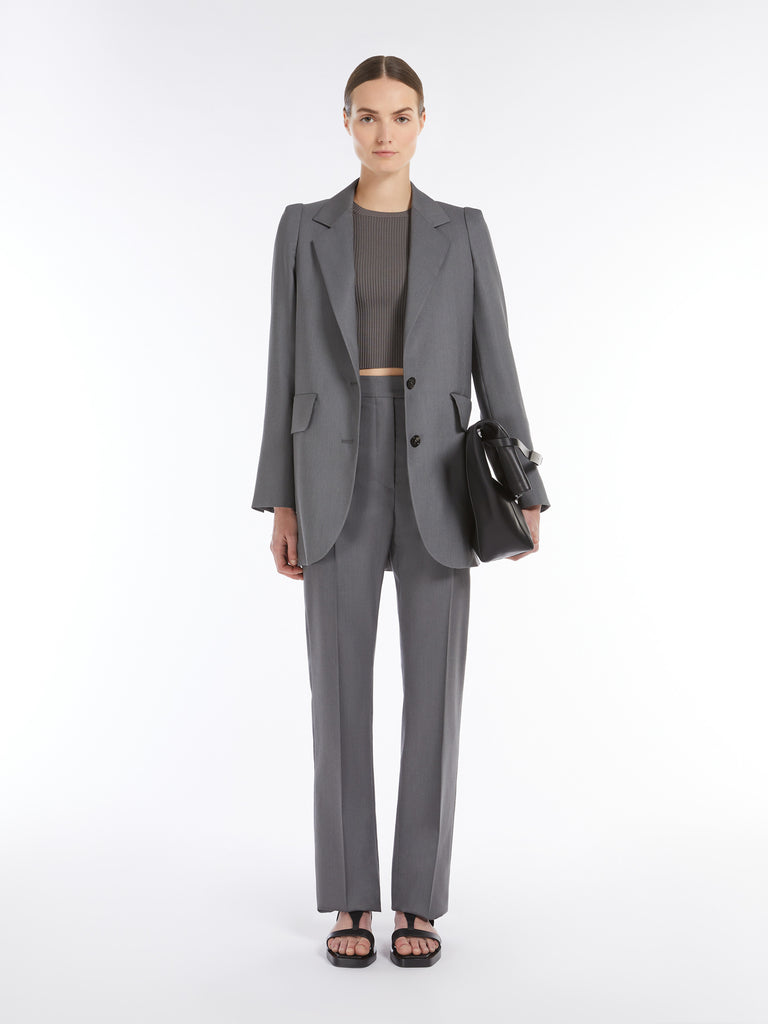 max mara straight-cut wool, mohair and silk trousers