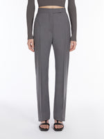 Straight-Cut Wool, Mohair And Silk Trousers for Women - Medium Grey - Max Mara UAE