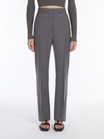 Straight-Cut Wool, Mohair And Silk Trousers for Women - Medium Grey - Max Mara UAE
