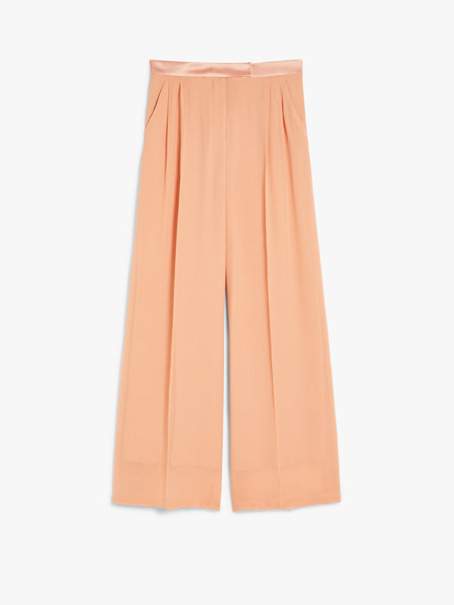 Silk Georgette Trousers for Women - Rose Gold - Max Mara UAE