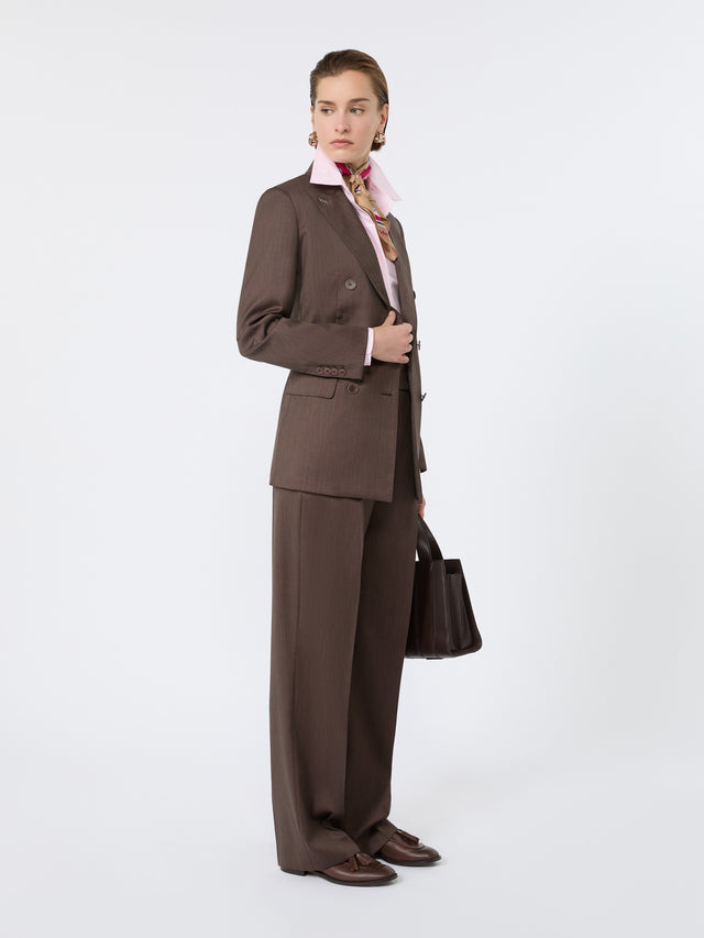 Wool And Silk Trousers for Women - Tobacco - Max Mara UAE