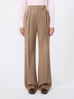 Wool Twill Trousers for Women - Hazelnut Brown - Max Mara UAE