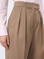 Wool Twill Trousers for Women - Hazelnut Brown - Max Mara UAE