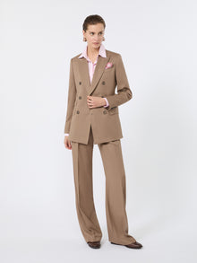 Wool Twill Trousers for Women - Hazelnut Brown - Max Mara UAE